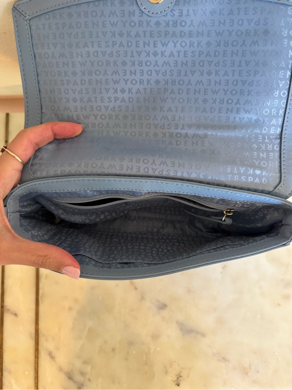 NWT kate spade Blue Leather Crossbody/Shoulder Bag with detachable leather strap - Picture 11 of 16